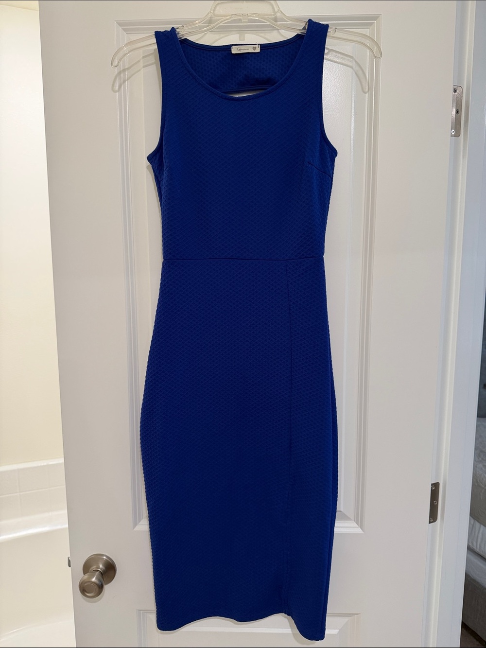 Soprano Cobalt Blue Sleeveless Midi Sheath Dress